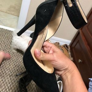 Jessica Simpson Velvet ankle strap heels
